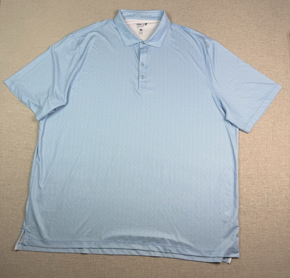 Johnnie-O Performance Polo Men’s 4XLT Blue Cocktail Glass Print Stretch UPF 50